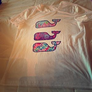Vineyard Vines/Lily Pulitzer inspired white tee